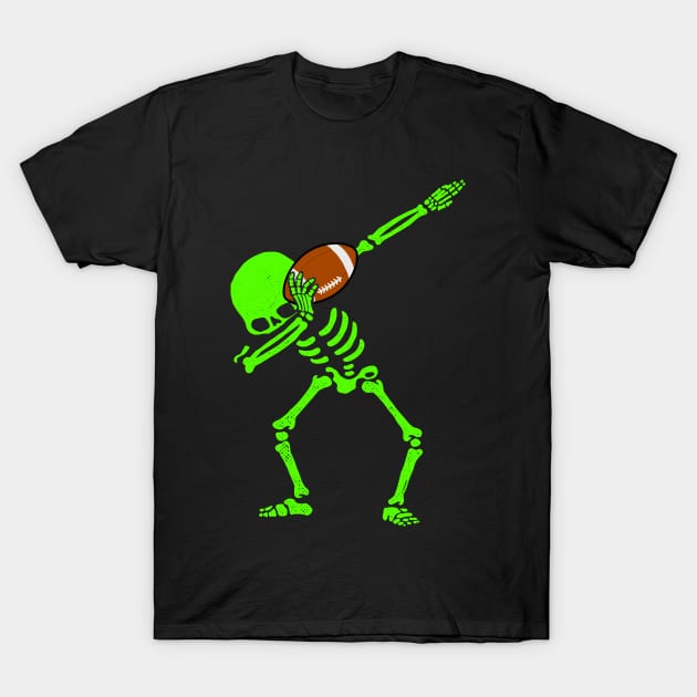 Halloween Dabbing Skeleton FOOTBALL T-Shirt Dab Hip Hop GLOW T-Shirt by vo_maria